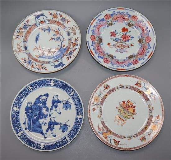 Four Chinese export porcelain plates